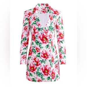 Alice + Olivia Latoya Strong Shoulder Blazer Mini Dress in High Tea Floral